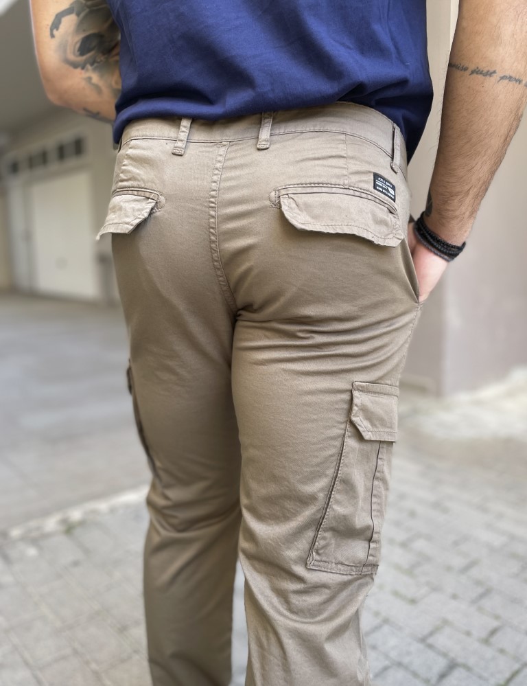 Ανδρικό cargo ίσιο πούρο υφασμάτινο παντελόνι BO1682P φωτογραφία